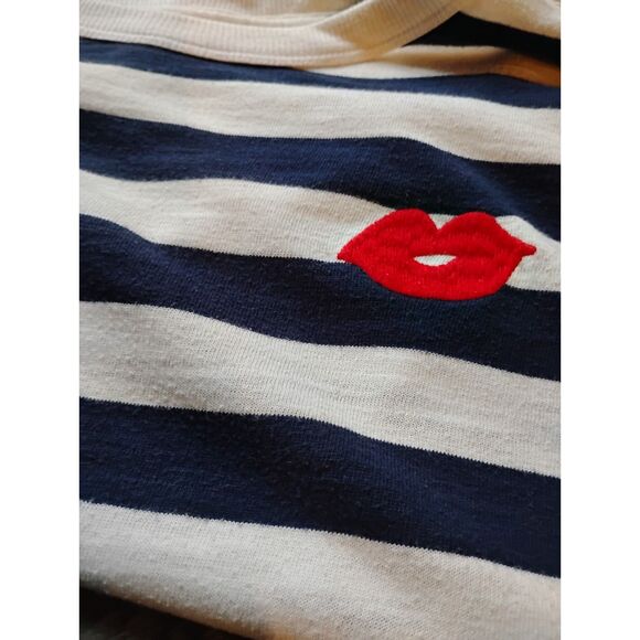 Old Navy, The Easy Tee Women's Size XXL Blue & White Stripped Long Sleeved Tee - Picture 3 of 9